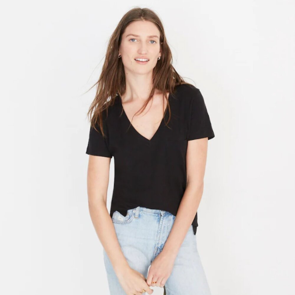Madewell - Whisper Short-Sleeve Pocket T-Shirt 04346 - Black (Small)